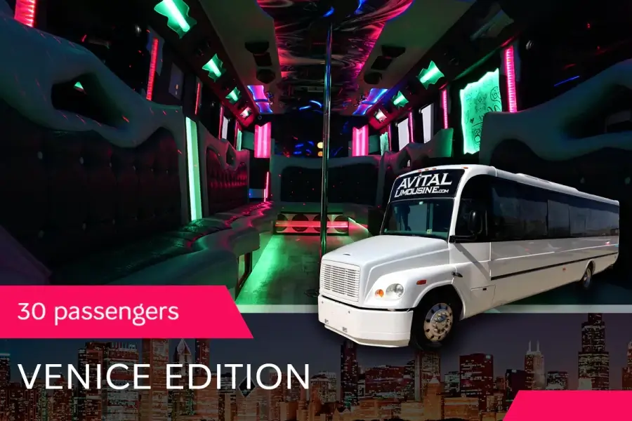 30 PASS. PARTY BUS "VENICE EDITION" FEATURES