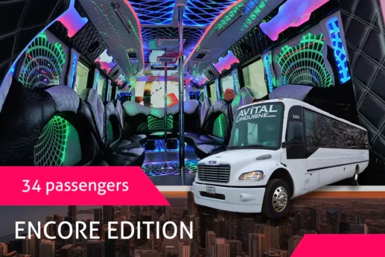 34 PASS. PARTY BUS "ENCORE EDITION" FEATURES
