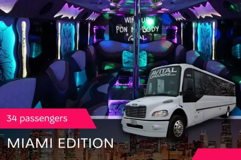 34 PASS. PARTY BUS "MIAMI EDITION" FEATURES