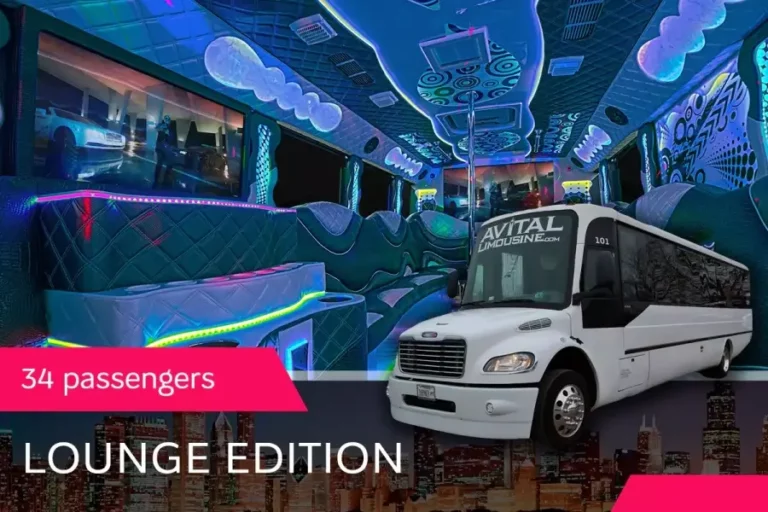 34 PASS. PARTY BUS "LOUNGE EDITION" FEATURES